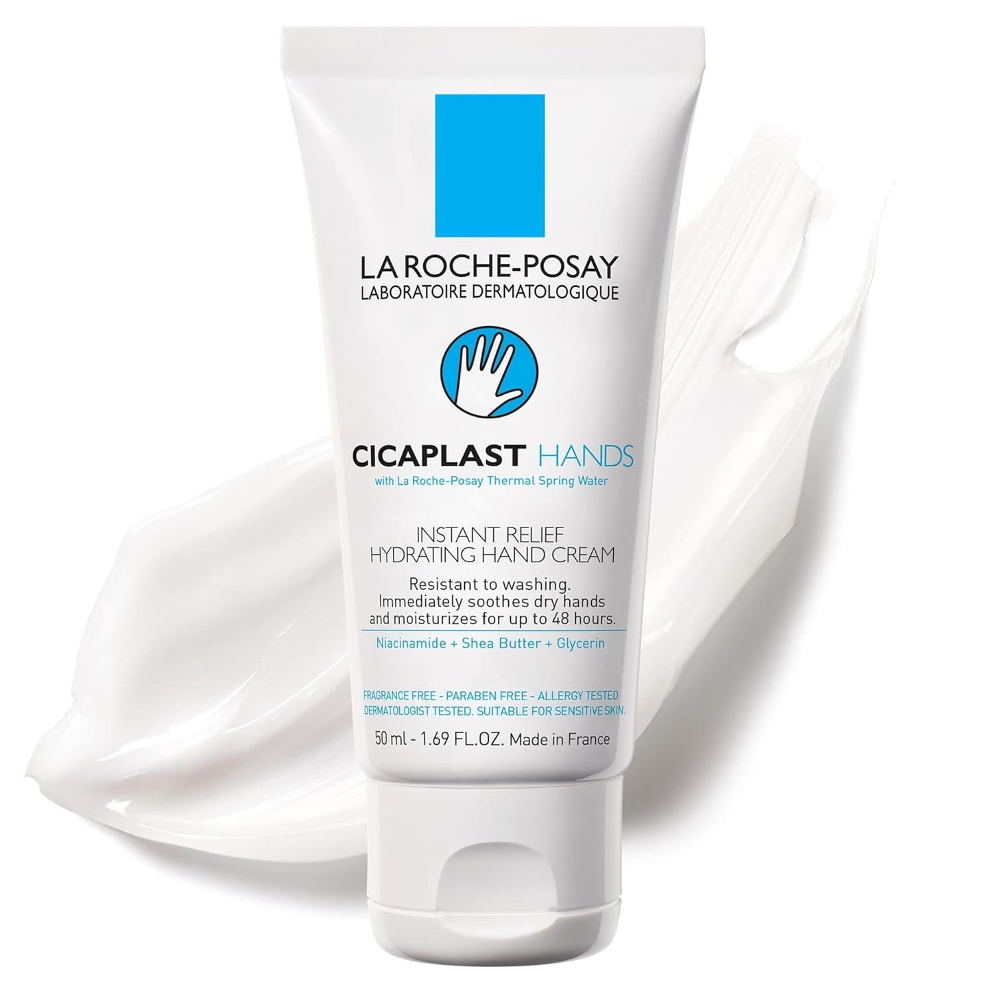 La Roche-Posay Cicaplast Hand Cream - Moisturizing Relief for Dry, Cracked Hands | Non-Greasy, Fragrance-Free