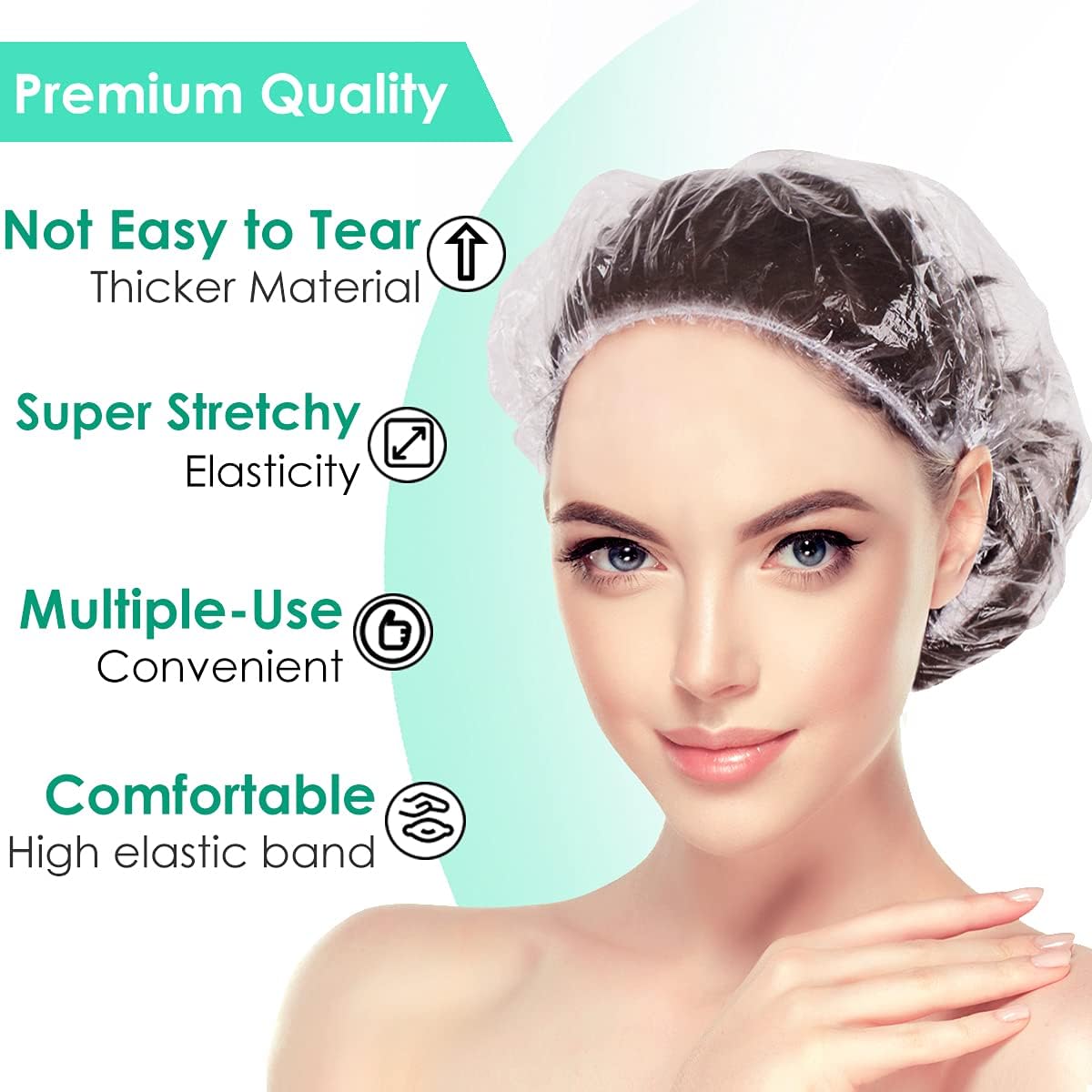 Clear Waterproof Hair Cap - Thick Plastic Bath Cap for Women | Essential Travel Accessory (One Size)