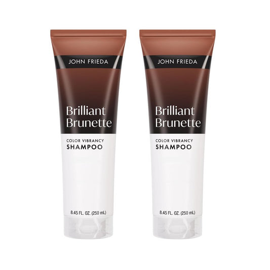 John Frieda Brilliant Brunette Color Vibrancy Shampoo, Brunette Shampoo, 8.45 Fl Oz, Pack of 2
