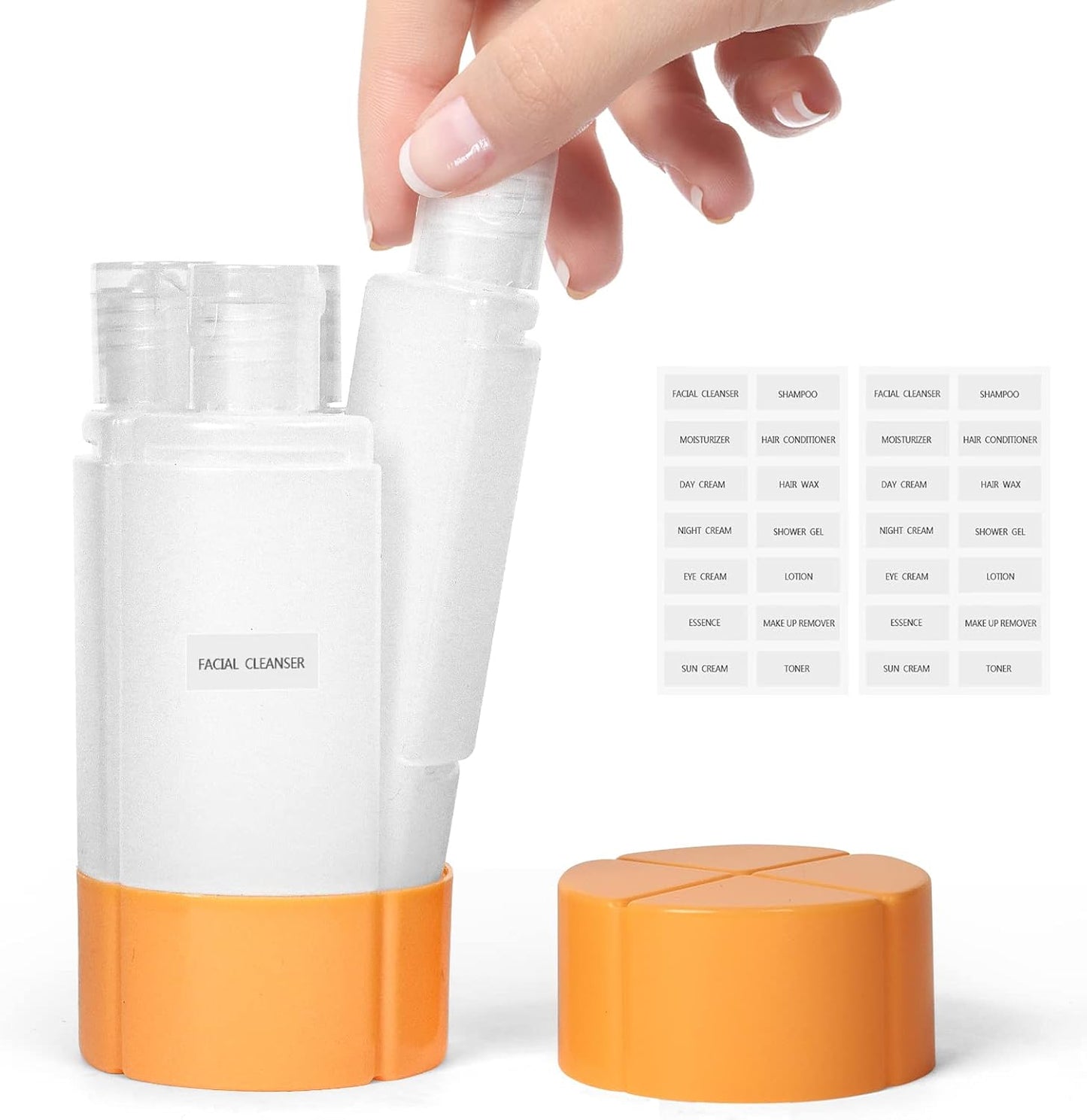 Travel Bottle - TSA Approved 4-in-1 Leak-Proof Design | 4 x 60ml/2oz with Labels for Travel, Gym, Camping (Blue)