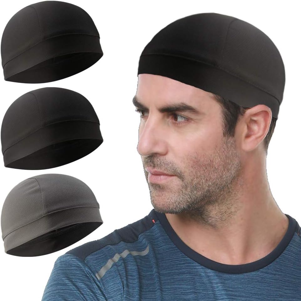 Cooling Skull Cap - 3 Pack Sweat-Wicking Helmet Liner for Cycling & Running | Unisex