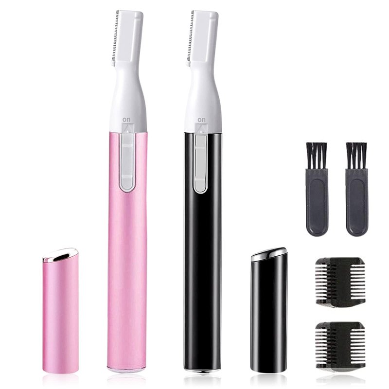 LAIKME Electric Eyebrow Trimmer for Women, Facial Hair Razor Removal for Men, Mini Epilator for Bikini, Remover for Face, Chin, Peach Puzz, Lips, Body, Arms, Legs, Battery Operated (Pink, Black)