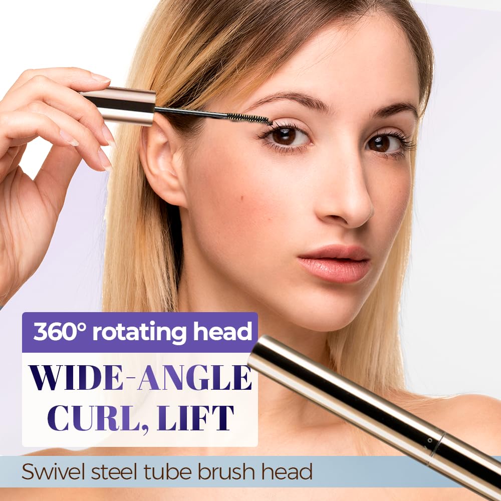 Lengthening Waterproof Mascara - Ultra-Fine Quick-Dry Formula for Short Lashes | Volumizing 3D Curling Black Mascara