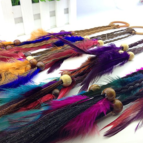 4PCS Handmade Boho Feather Hair Bands - Stylish Hair Accessories