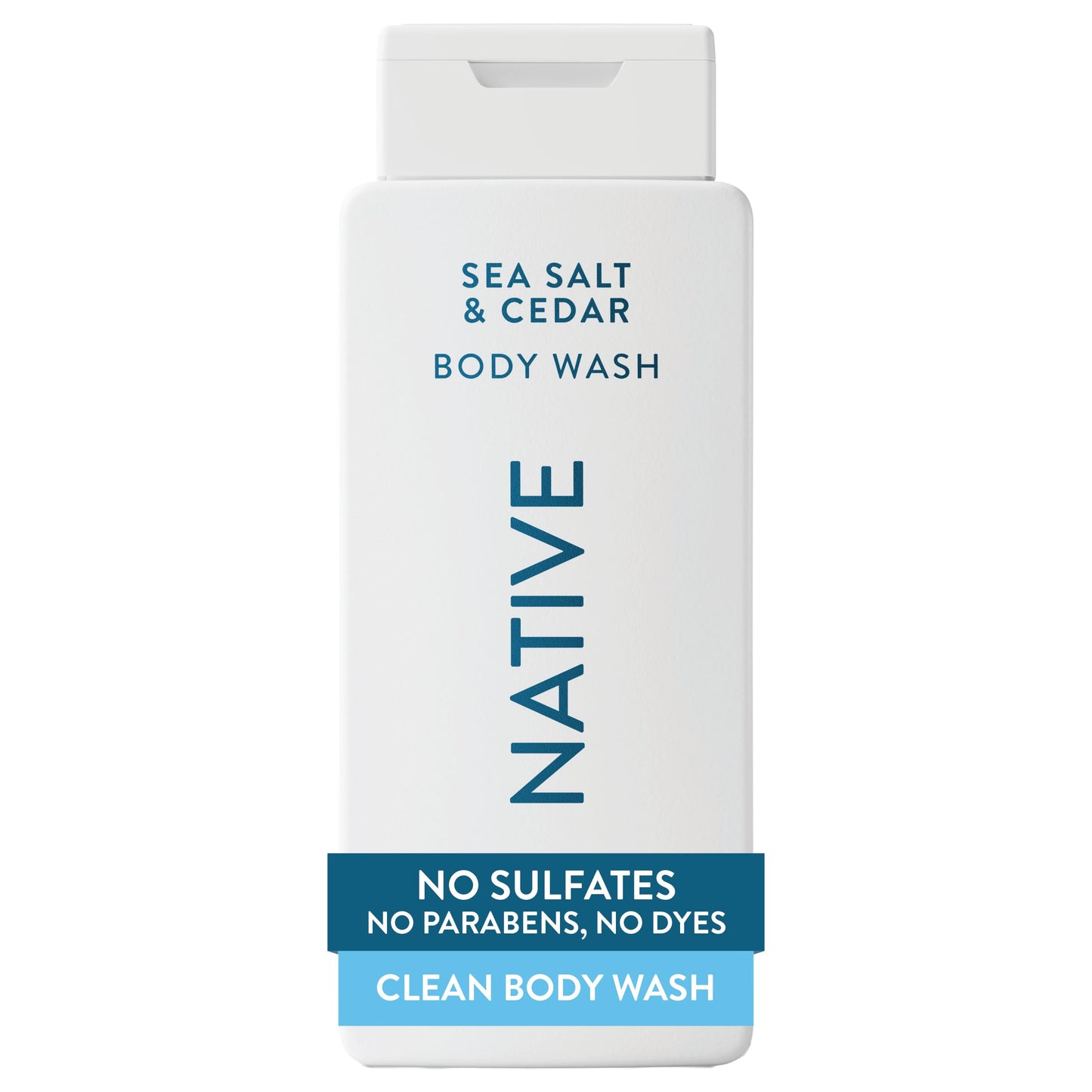 Native Sea Salt & Cedar Scent 24-Hr Refreshing Clean Body Wash for Men & Women, for All Skin Types Incl. Sensitive, Leaves Skin Feeling Clean & Soft, Free of Phthalates, Sulfates & Parabens, 18 oz