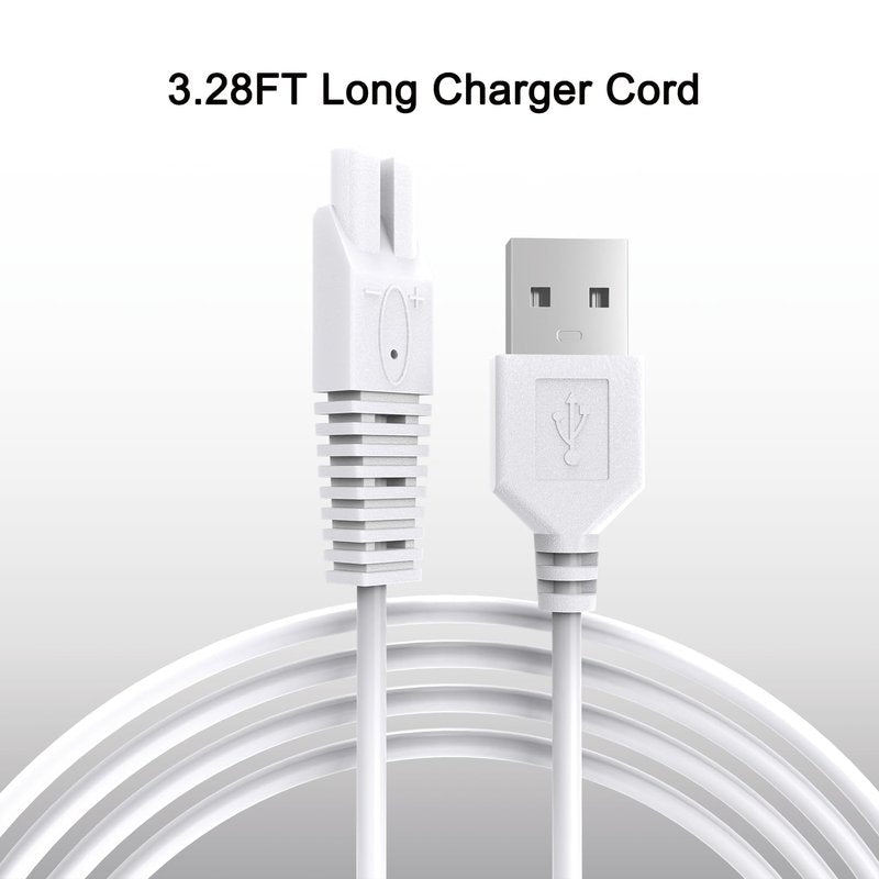 2Pcs Power Cord for Remington Smooth & Silky Electric Shaver WDF5030A, WDF4816NA, WDF4821US, WDF4825, Women’s Shaver & Trimmer Replacement Charging Cable, White