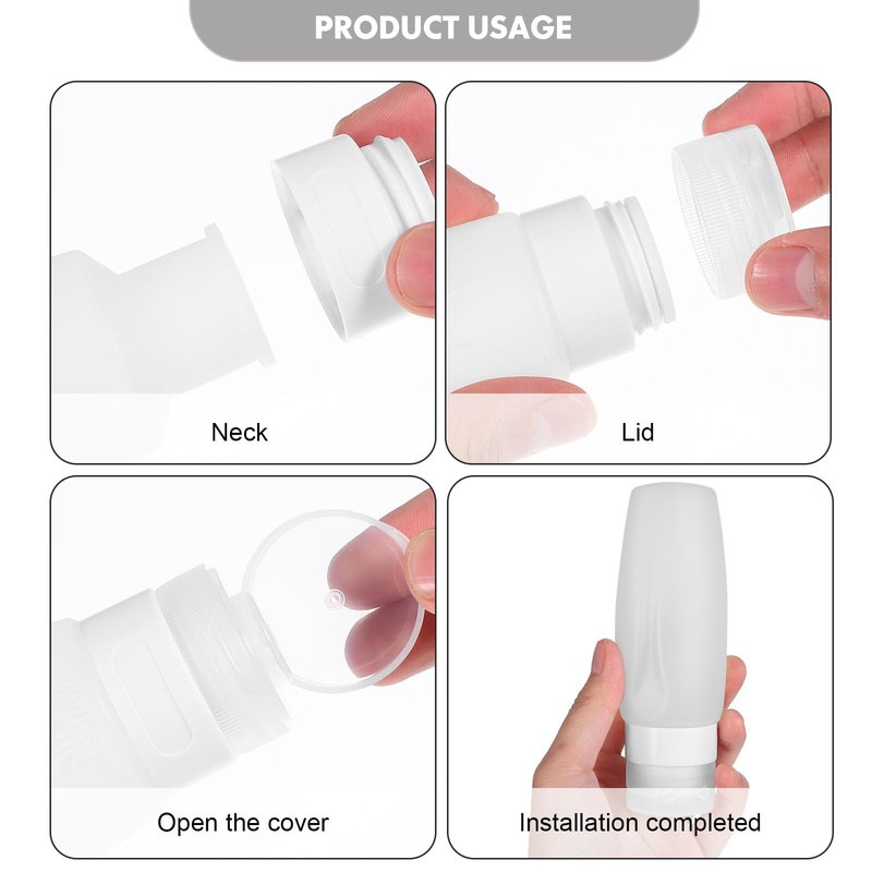 Healeved 4 Oz Silicone Travel Bottles for Toiletries Set of 4 Leak Proof Refillable Squeeze Bottles Portable Containers for Shampoo Conditioner Lotion