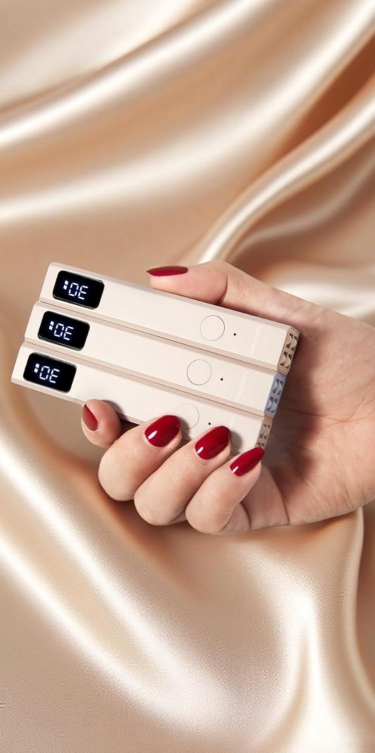 Mini UV LED Nail Lamp - Rechargeable Handheld Flash Cure Light with LCD Timer | 4-Bead Cordless Design for Gel Nails & Nail Art