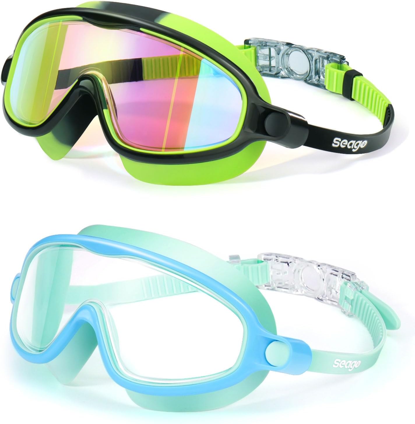 Swim Goggles for Kids 3-14 - Anti-Fog, Anti-UV, Wide View | 2 Pack