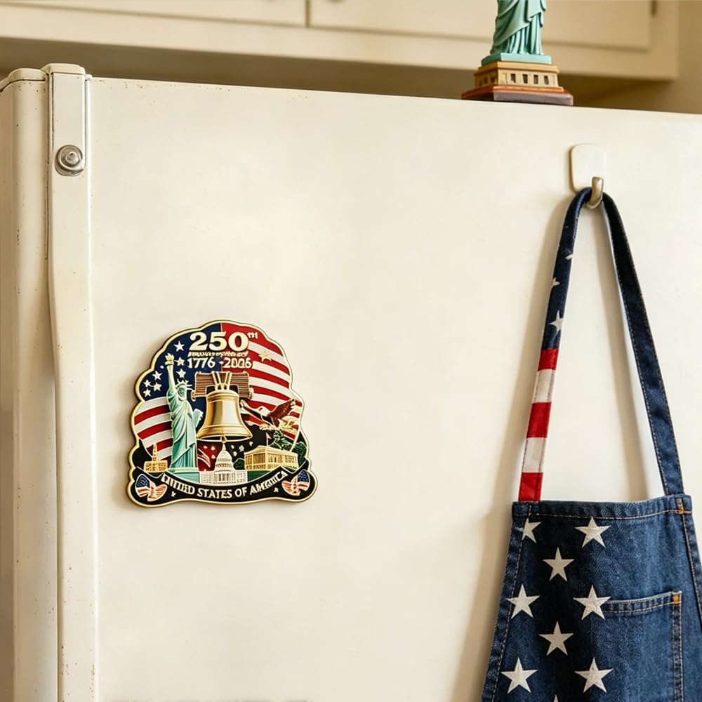 Statue of Liberty Refrigerator Sticker - 250th Anniversary American Flag Decal | Independence Day Decor