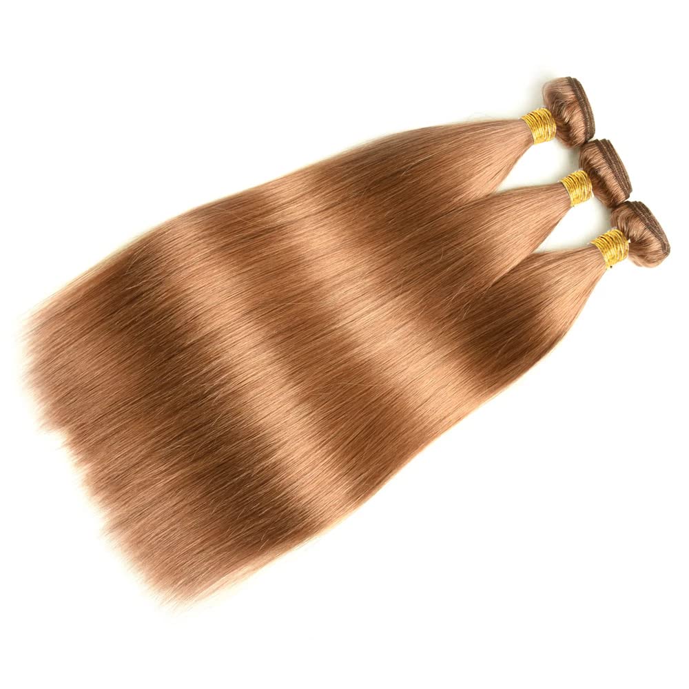 #30 Brown Human Hair Bundles Straight Bundles 26 28 30 Inch Brown Straight Bundle Unprocessed Brazilian Virgin Weave Hair 3 Bundle 50 Gram Per Bundle