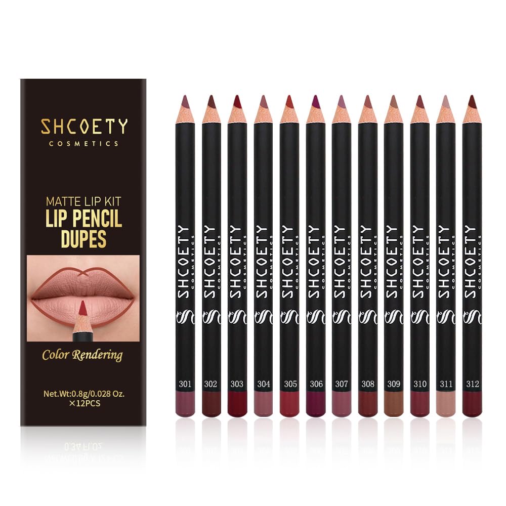 Matte Lip Liner Set - 24 Pcs Waterproof Longwear Lip Pencils for Smooth, High Pigment Makeup | Natural Colors
