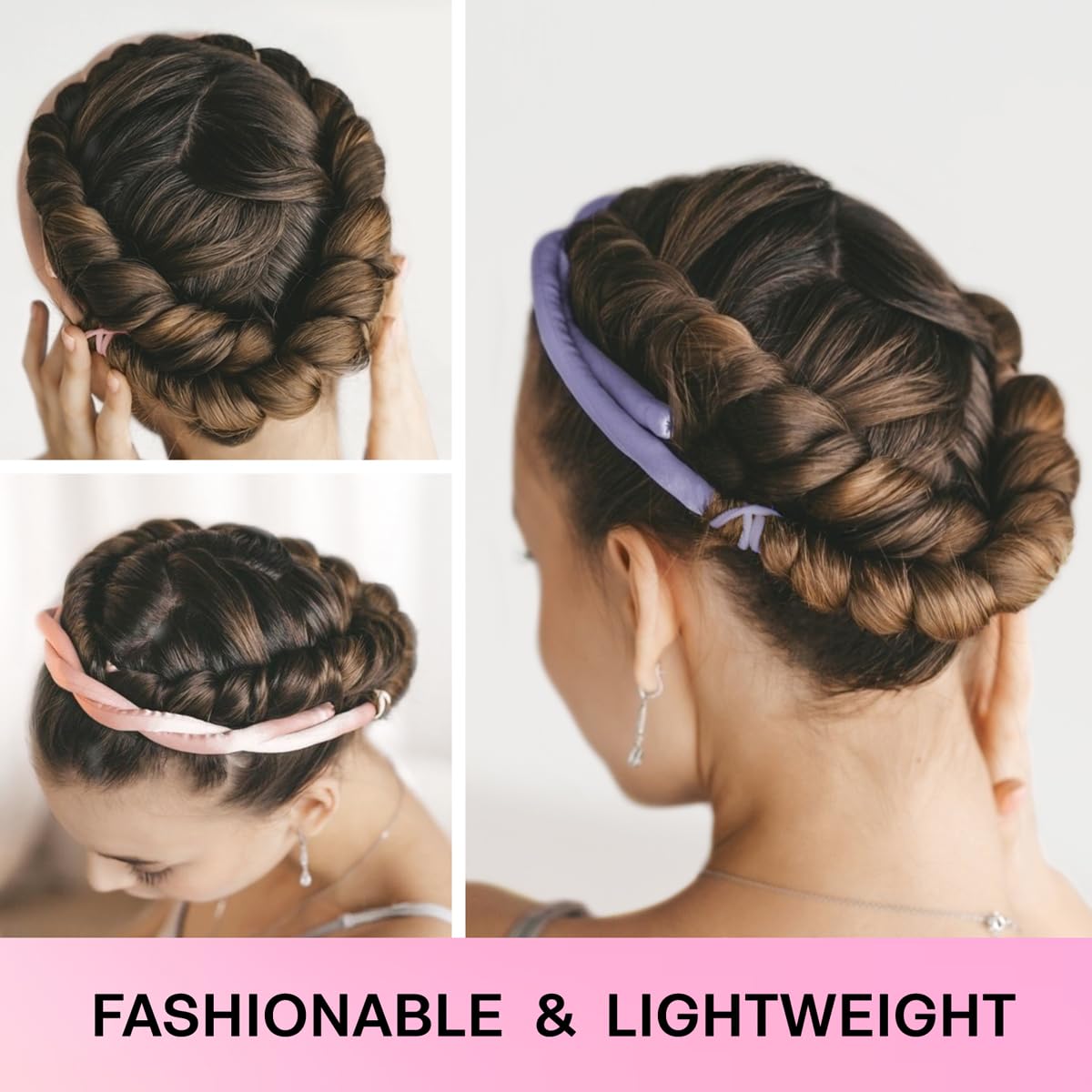 No Heat Overnight Curling Headband - Heatless Curlers for Long & Short Hair | Black