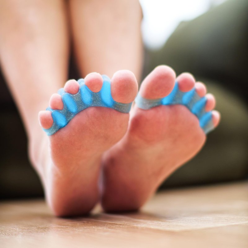 Silicone Toe Separators for Bunions & Foot Pain Relief - Gel Spacers for Yoga, Pedicure | 2 Pcs, Reusable, Flexible (Blue)