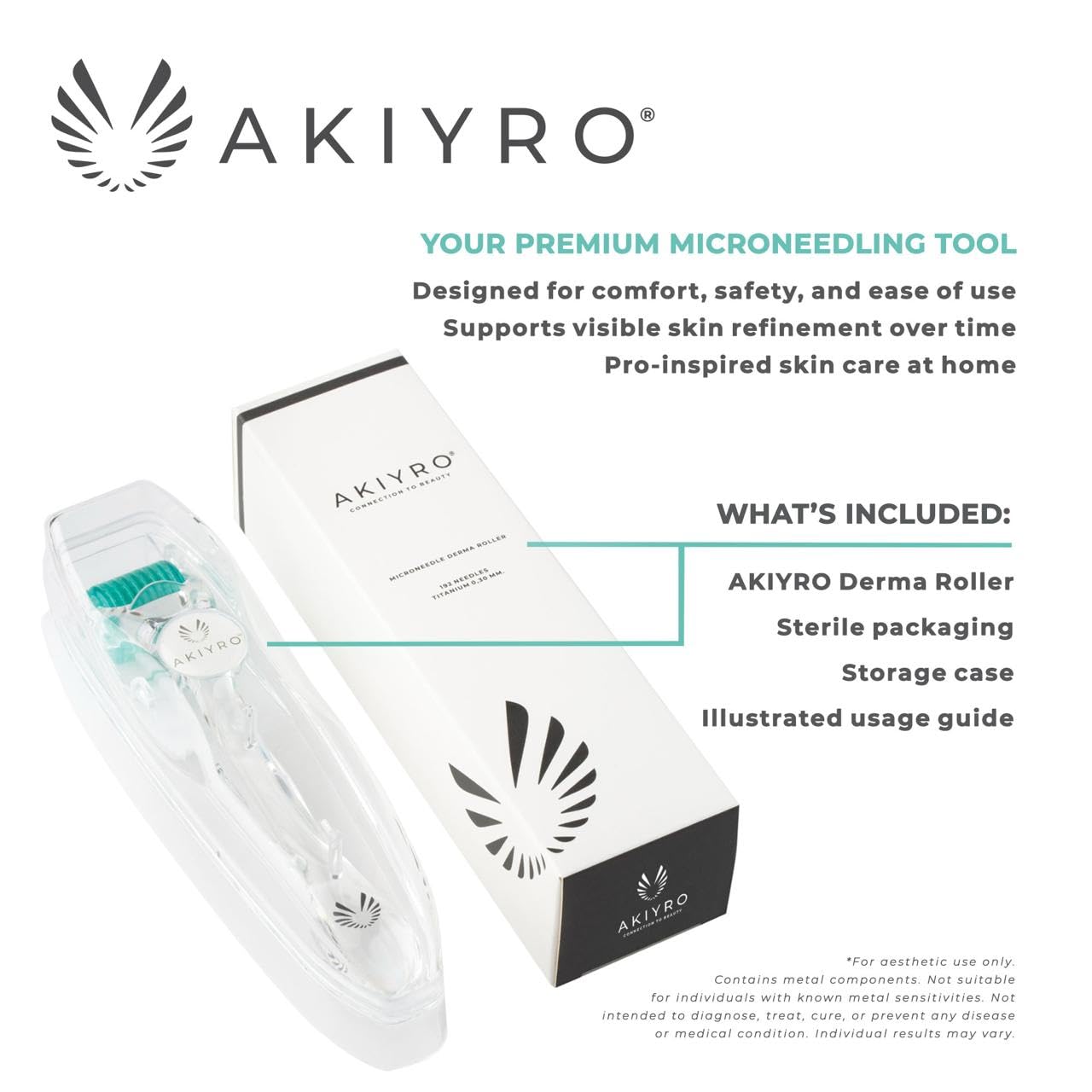 Derma Roller 0.30mm - Microneedling Tool for Face, Beard & Body | 192 Micro Needles with Storage Case (Green)