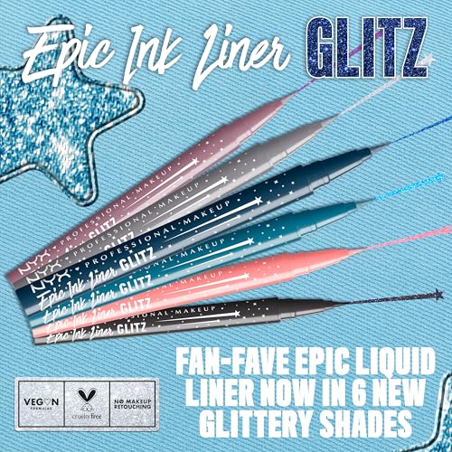 NYX Epic Ink Glitz Liquid Eyeliner - Waterproof Shimmer Teal Blue