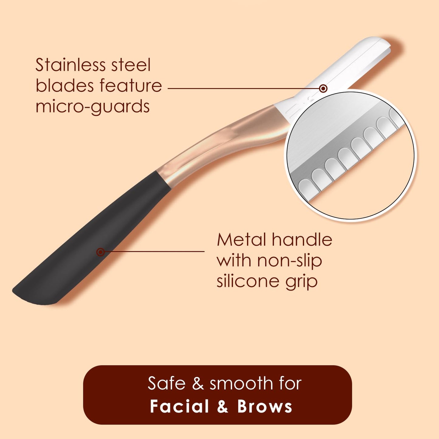 THURLADY Dermaplane Razor, Eyebrow & Face Razors for Women, Exfoliating Facial Razor with Microblades, Dermaplaner & Dermaplaning Tool for Women Face Peach Fuzz Removal, 1 Handle 10 Refills, Rose Gold