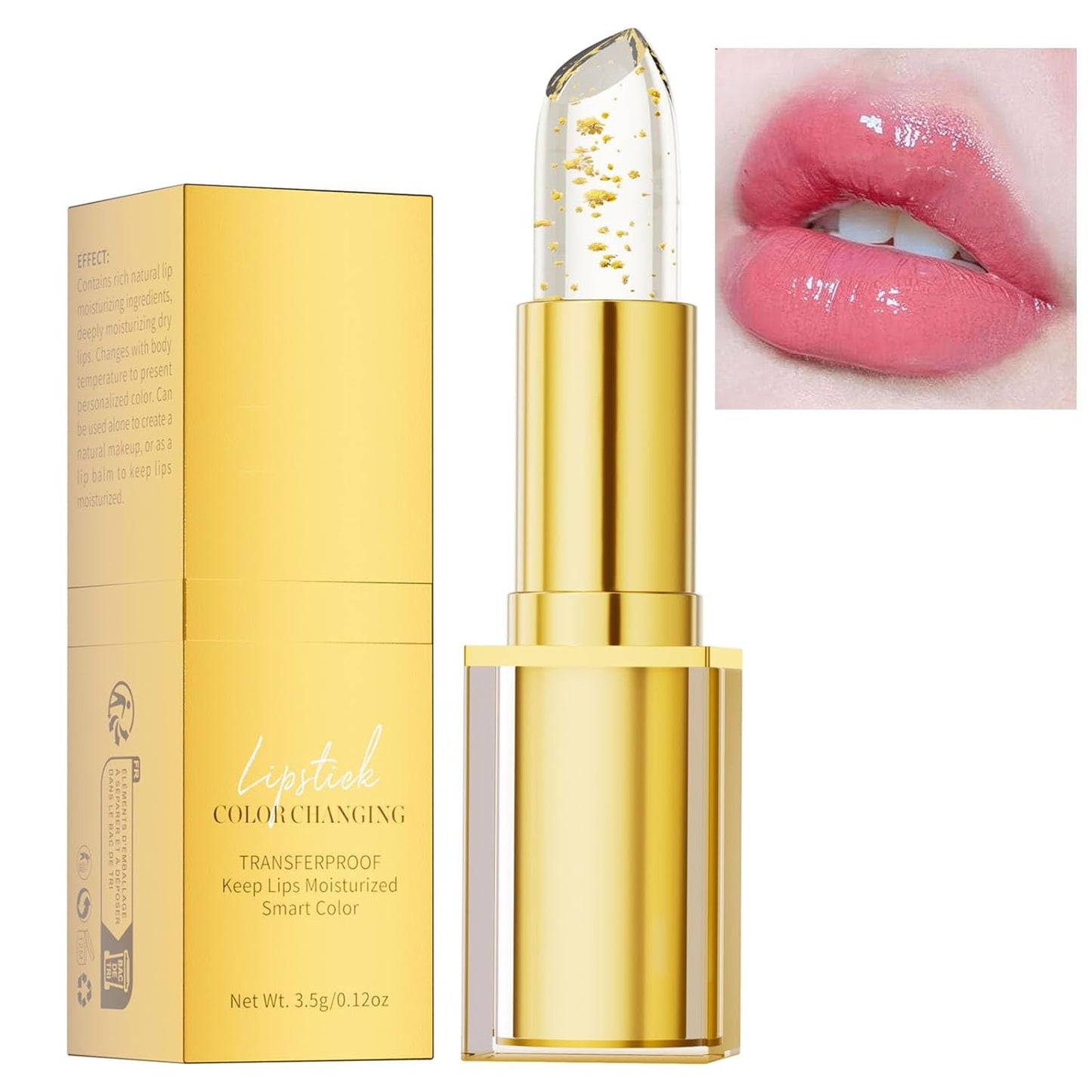Color Changing Lipstick for Mature Women - pH Adjusting, Transfer-Proof, Long-Lasting Moisturizing Lip Glow | Gold