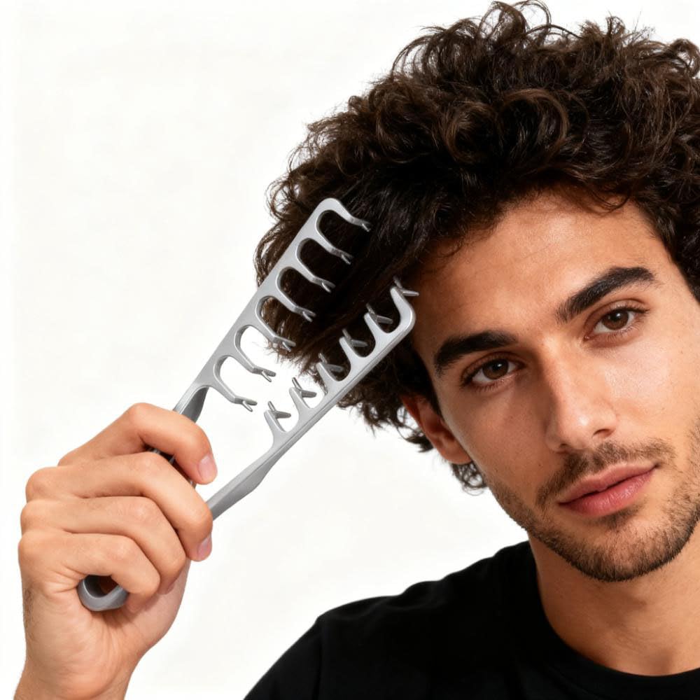 Texture Comb Set - Wide & Fine-Tooth Volumizing Hair Styling Tool | Anti-Frizz Brush for All Hair Types (Black & Gray)