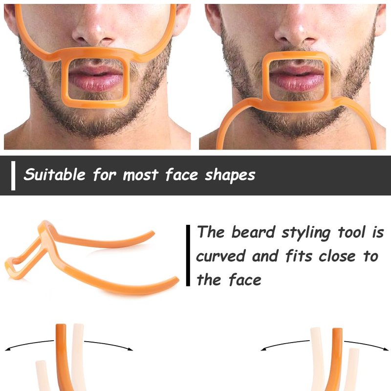 LIUZONGIN 2 Pack Men's Beard Styler and Hairline Shaping Tool - Facial Hair Outline Template, Styling Tools, Goatee Groomer (Black and Orange)