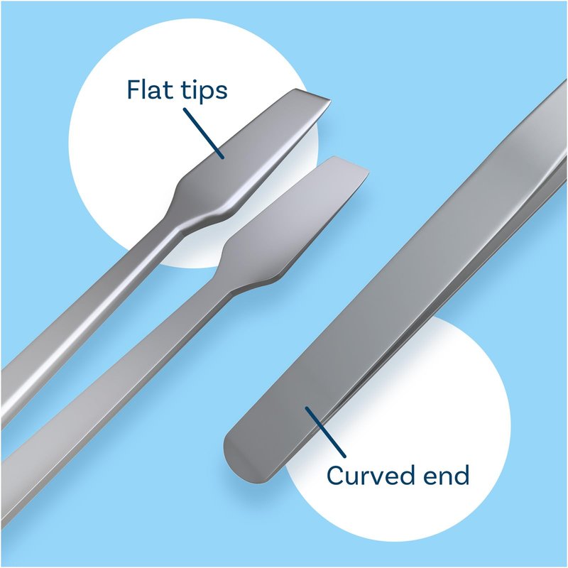 MMOBIEL 2 Pcs Stainless Steel Stamp Tweezers Tongs Flat Wide Tip Precision Philately Tweezers for Stamps, Documents, Photo Development, etc.