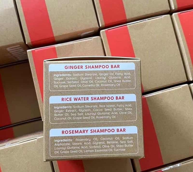 Muun Natural Shampoo Bar Set - Ginger, Rosemary & Rice Water (3 Pack)