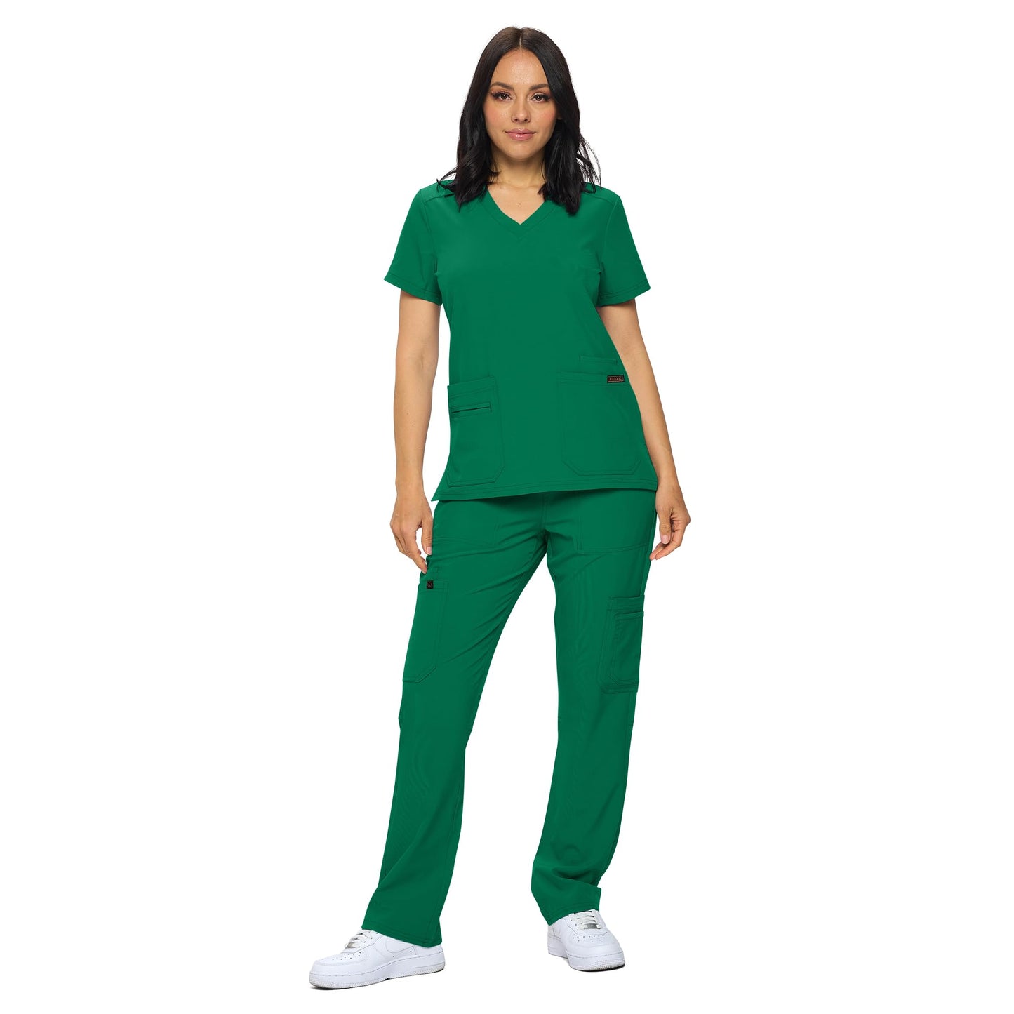 Monarch Uniforms Scrub Sets in Regular and Petite Stretchy Scrubs for Women Set of Scrub Top and Scrub pants-P-(TRUE HUNTER GREEN)-M