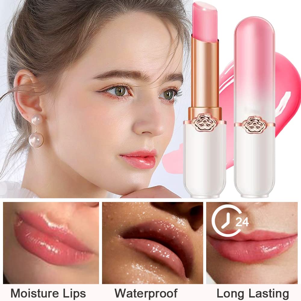 Peach Color Changing Lipstick Set - 2 Pcs PH Mood Long Lasting Tinted Lip Balm & Gloss for Women