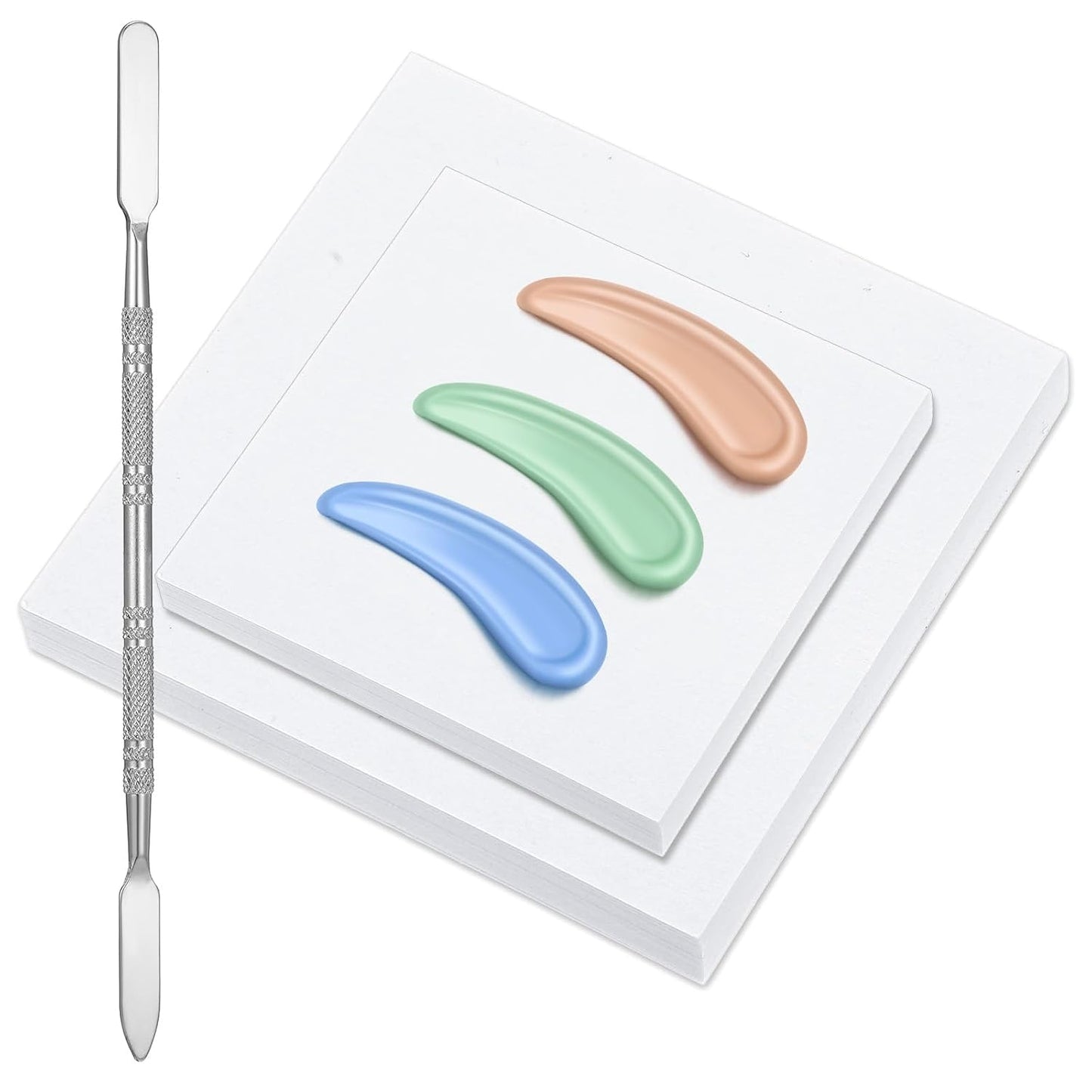 Disposable Nail Art Palette Paper - 100 Sheets Waterproof Mixing Paper with Stainless Spatula | 2 Sizes for Home Salon
