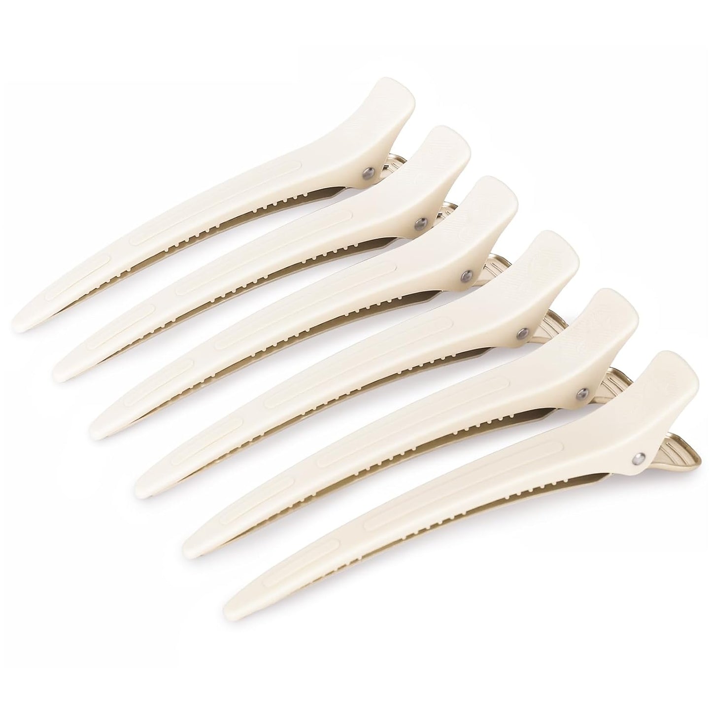 4.8" Hair Clips for Styling - No-Crease Duckbill Clips with Silicone Band for Thick, Curly Hair | 6-Pack, Desert Titanium