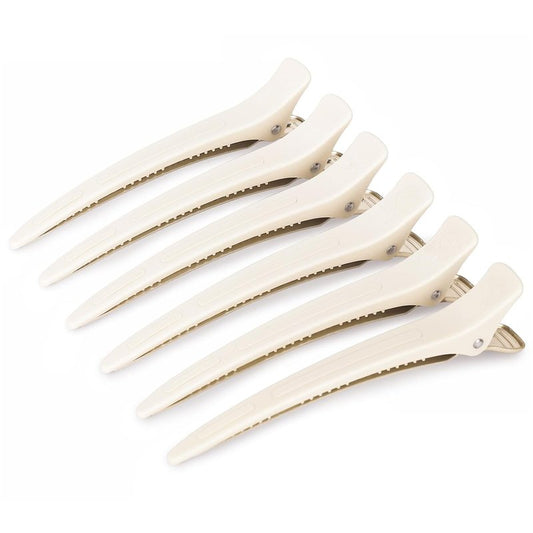 4.8" Hair Clips for Styling - No-Crease Duckbill Clips with Silicone Band for Thick, Curly Hair | 6-Pack, Desert Titanium