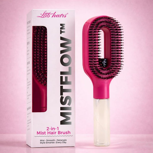 Labhairs 2-in-1 Mist Hair Brush – Hair Brush with Water Spray, Spray Brush for Hair for Detangling, Hydrating & Frizz Control, Wet & Dry Styling Tool for All Hair Types (Hot Pink)