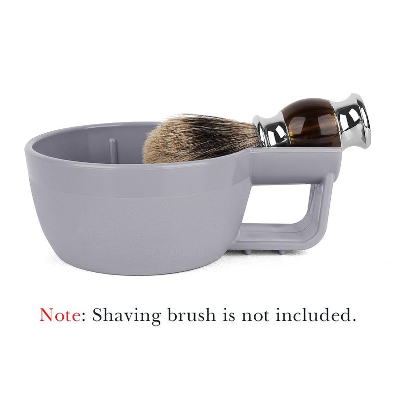 Linkidea Plastic Shaving Soap Bowl with Non-slip Handle, Wide Mouth, Large Capacity, Easier to Lather Ridges, Wet Razor Shave Cream Bowl for Men (Grey)