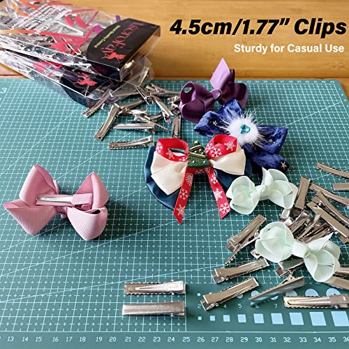 TSEROFAY 120Pcs 4.5cm Metal Plain Small Alligator Clips for Bows Crafts Silver