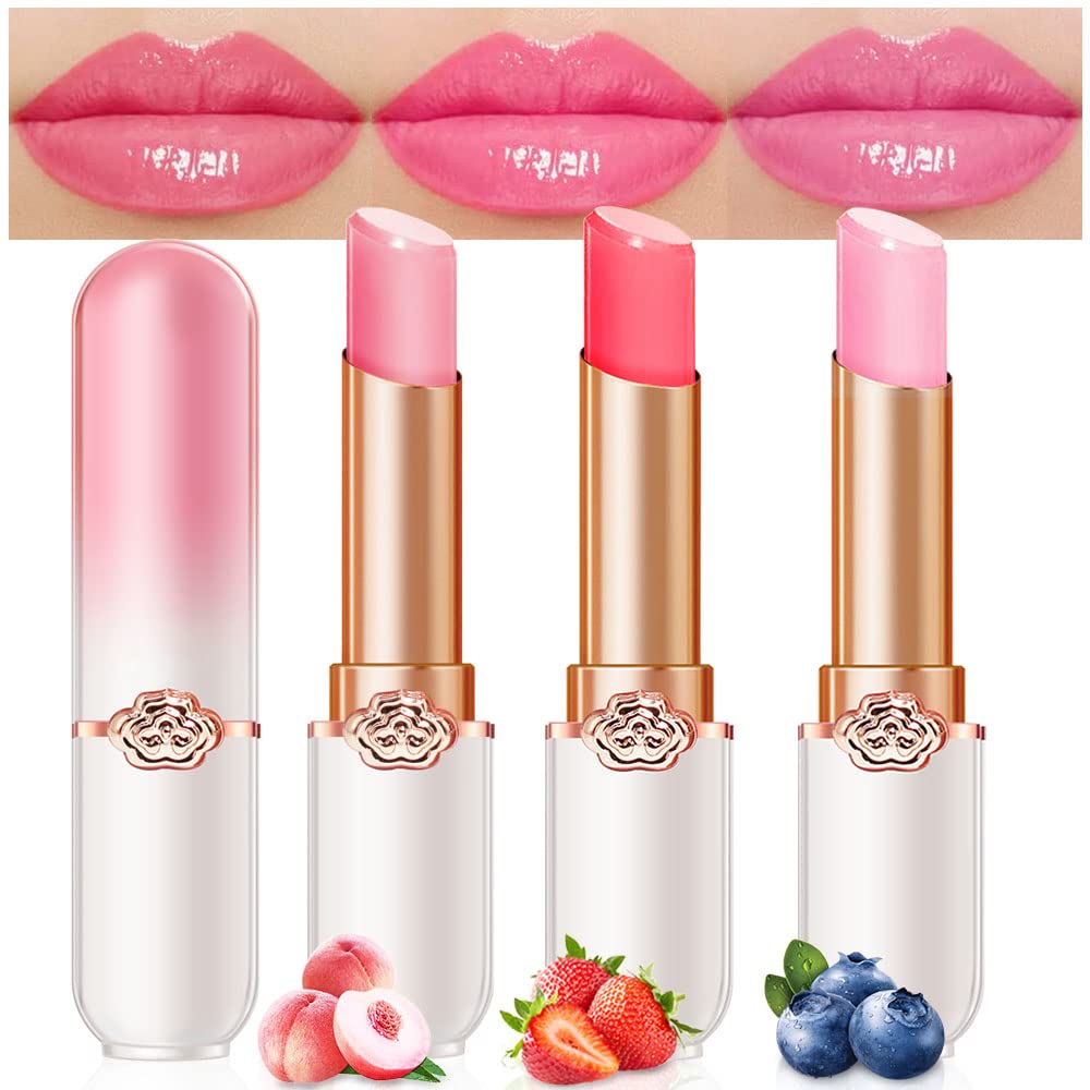 Peach Color Changing Lipstick Set - 2 Pcs PH Mood Long Lasting Tinted Lip Balm & Gloss for Women