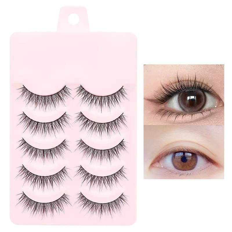Sunniess Hair BE08black False Eyelashes, Natural Look 8-10mm, Handmade Lightweight Reusable