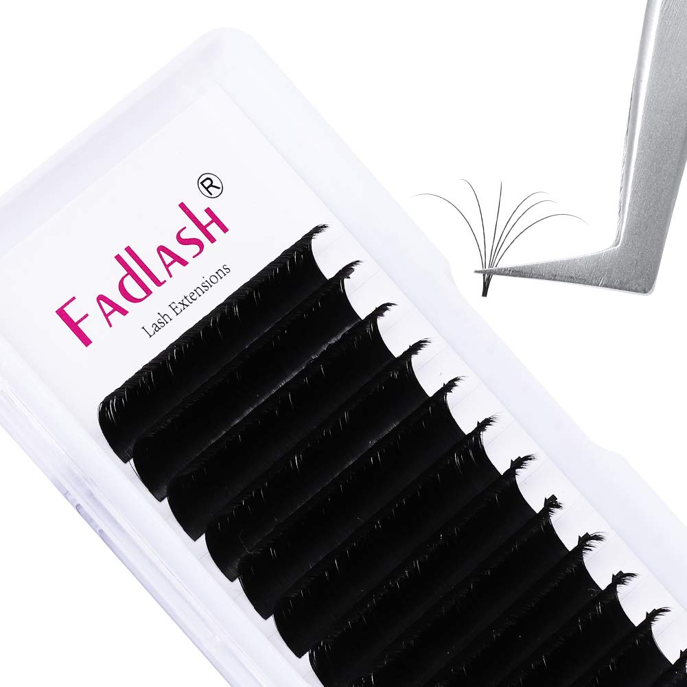 Easy Fan Lash Extensions - D Curl 0.07 Volume Mixed Trays | Soft Individual Lashes 8-14mm