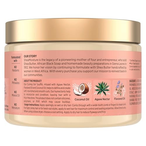 Shea Moisture Coconut & Hibiscus Curling Gel Soufflé 12oz - Defines Curls & Moisturizes Thick Hair