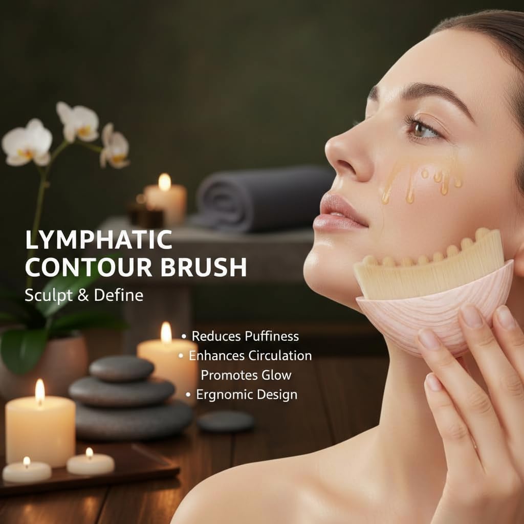Face Brush for Lymphatic Drainage - 2Pcs New Upgraded Lymphatic Drainage Face Brushes | Gua Sha Facial Brush | Ergonomic Facial Massager for Contouring, Anti-Puffiness & Skin Tightening (Pink)