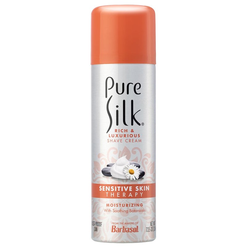 Pure Silk Sensitive Skin Shaving Cream for Women | Shave Cream Infused with Aloe, Papaya and Willow Bark | Smooth Glide Formula, Rust-Proof Can, USA Made | 7.25 Oz (Pack of 6)