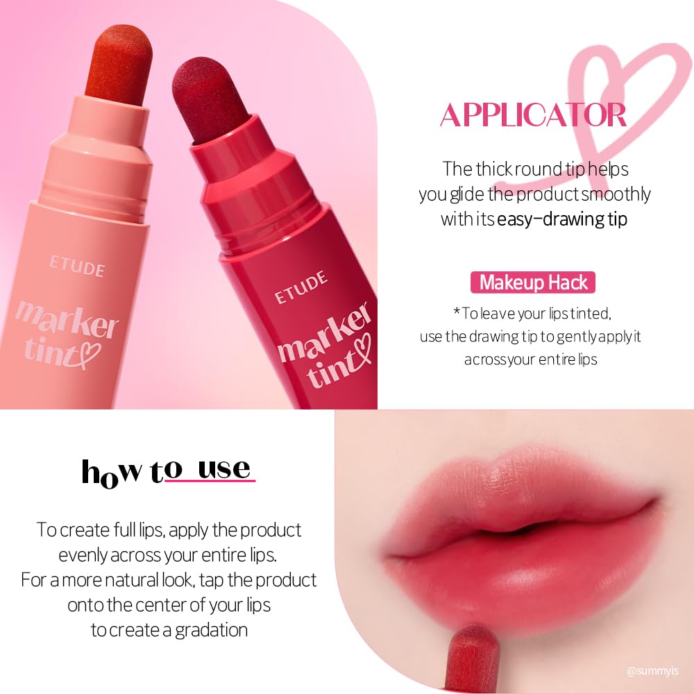 Dear Darling Marker Tint - Hydrating Long Lasting Lip Stain #5 Pink Tangerine (5g) | High Pigment Kbeauty Lip Tint