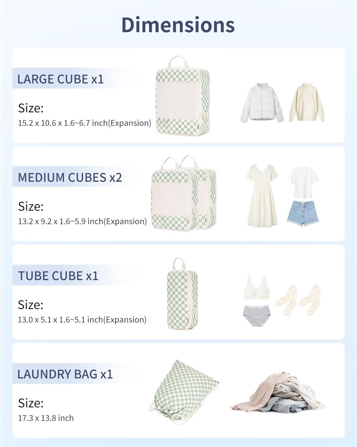 Compression Packing Cubes Set for Travel | Durable Luggage Organizer Bags - 6 Piece Set for Men & Women