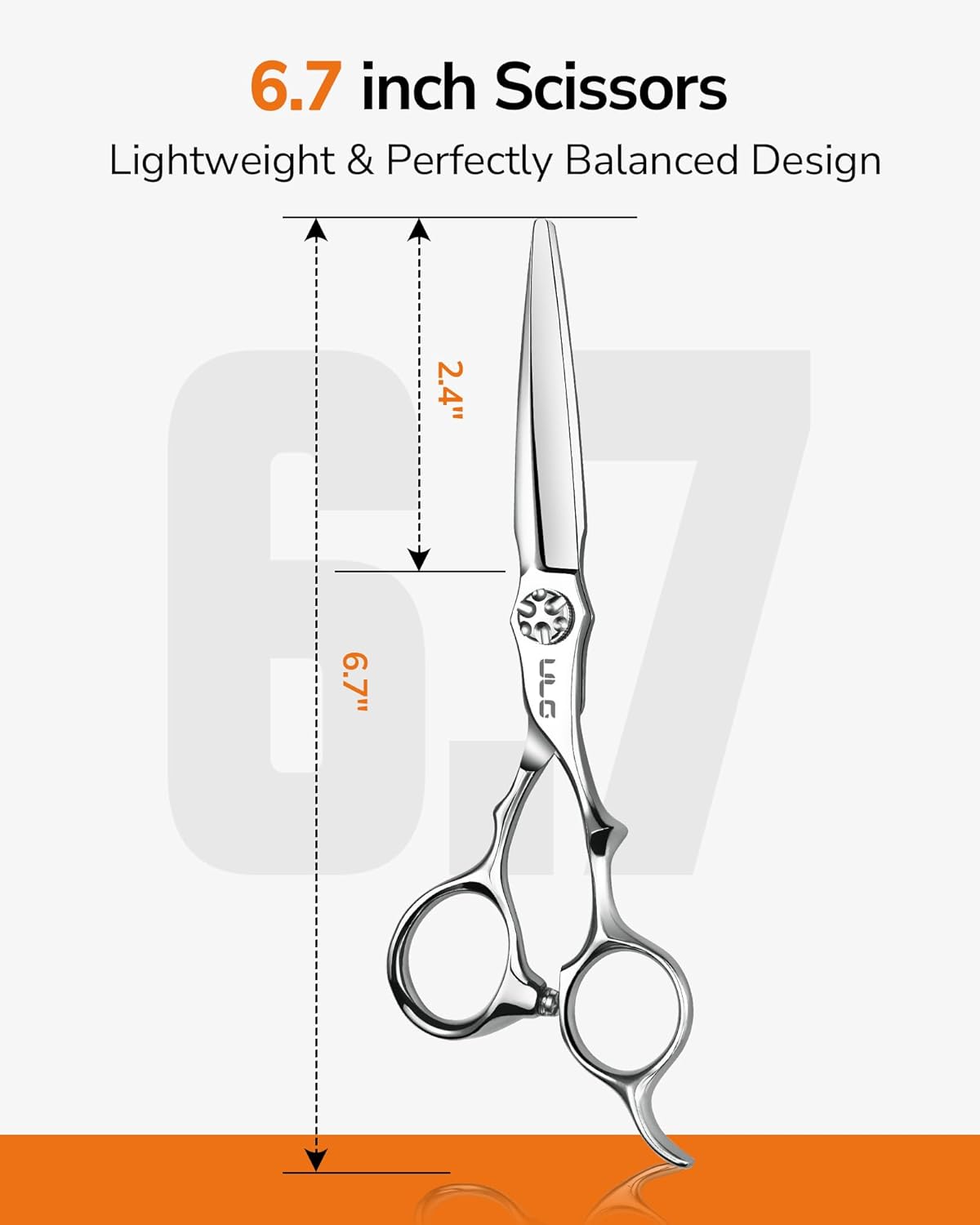 Professional Hair Cutting Scissors - 6.7” Japanese 440C Stainless Steel Barber Shears | Ergonomic Handle & Adjustable Tension