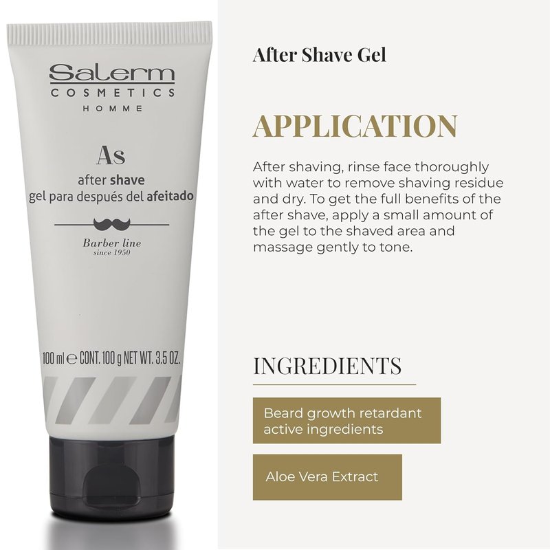 Salerm Homme After Shave Gel – Moisturising and Refreshing Beard Care, 3.5 Ounce