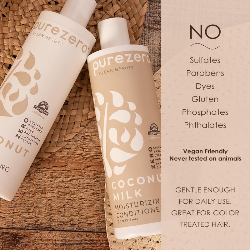 Purezero Coconut Milk Shampoo & Conditioner Set for Hydration & Shine