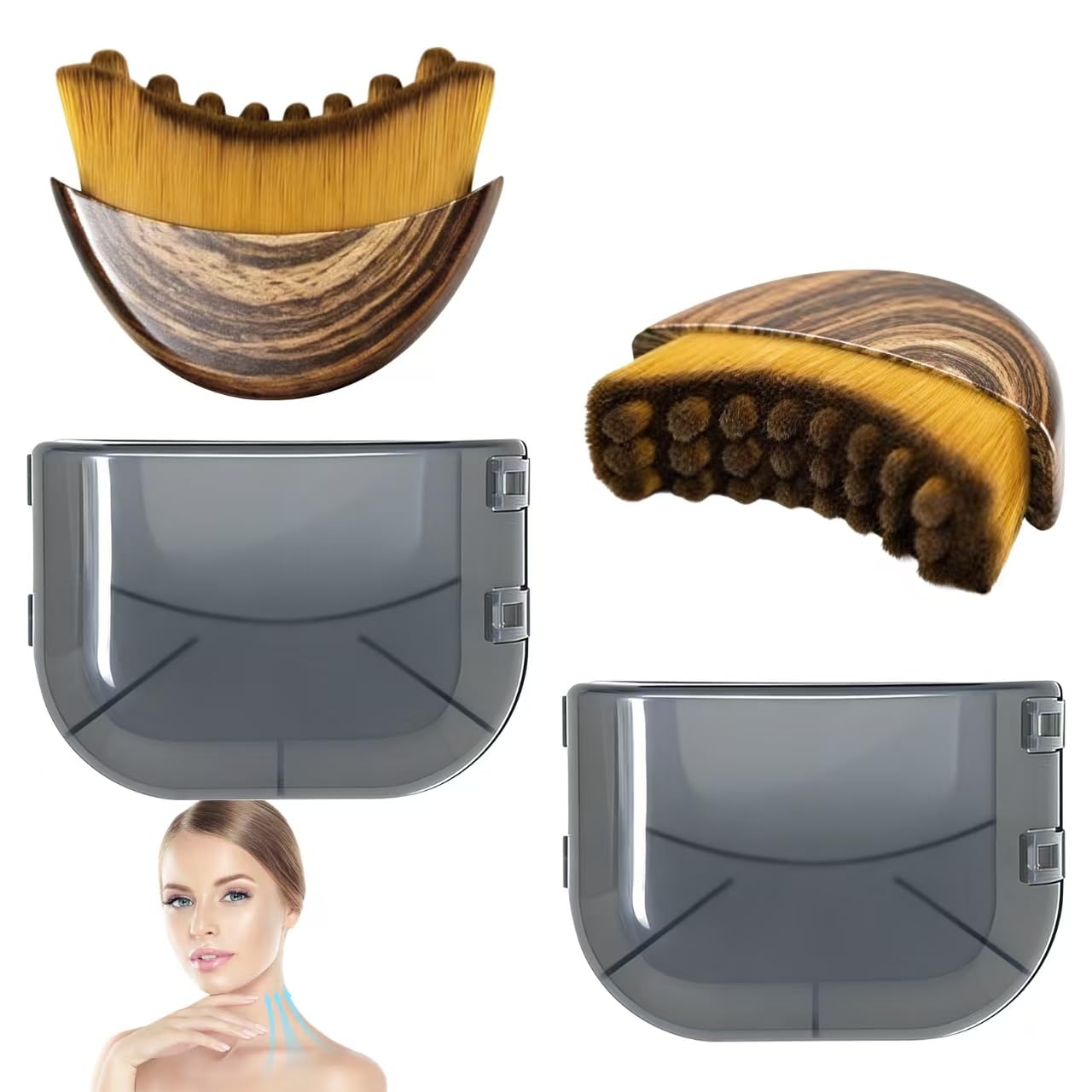 2pcs Lymphatic Contour Face Brush,Lymphatic Brushes， Upgrade Lymphatic Drainage Brush,face Sculpting Brush， Dual-Action Face & Body Massager for Jawline Sculpting & Puffiness Reduction
