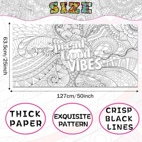 Giant Mandala Coloring Poster - Spread Good Vibes for All Ages