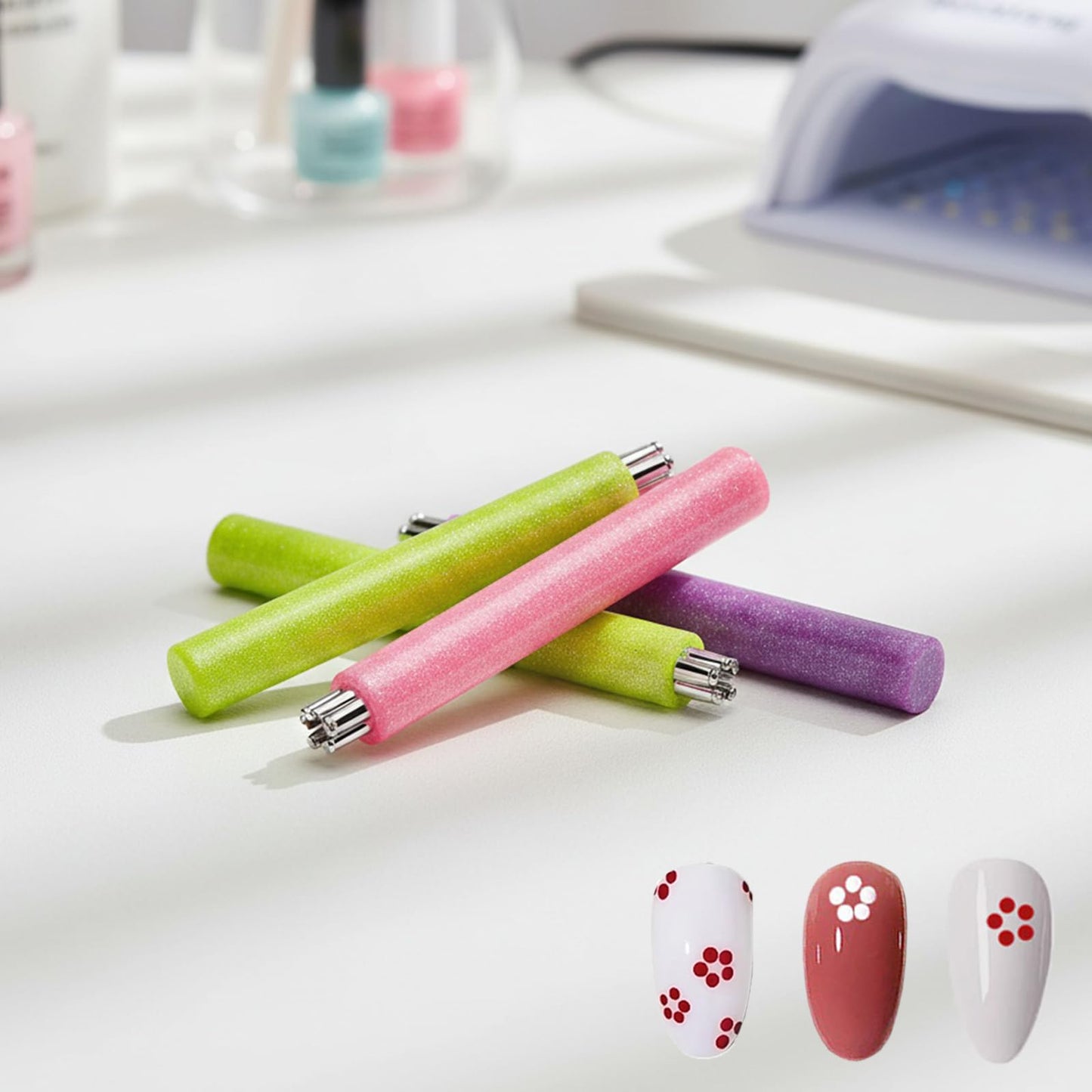 3 Pack Acrylic Nail Pens Set - Embossing Stylus with 5 Stainless Steel Ball Tips for Precise Nail Art Design, Tracing and Dotting Tool, Essential for Nail Art Studios