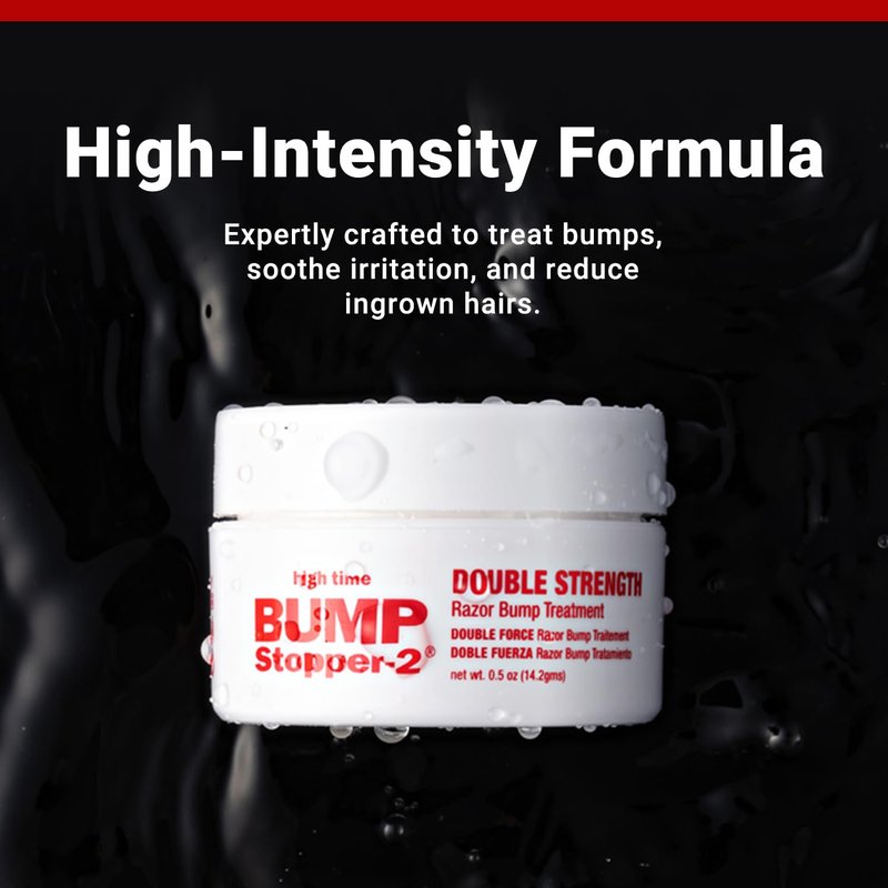 High Time Bump Stopper 2 Double Strength Ingrown Hair Cream | Aftershave Lotion for Men and Women | Razor Bump Balm | 0.5 OZ (6 Pack)