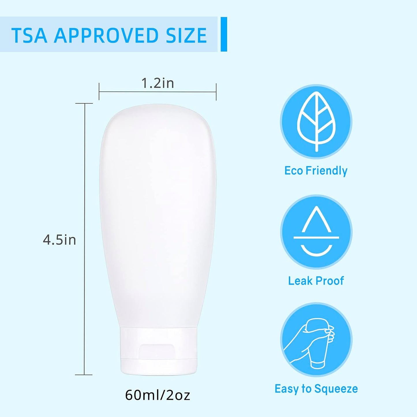 Travel Bottles Set - TSA Approved Leak-Proof Refillable Containers | 4 Pack Portable Toiletry Kit for Shampoo & Lotion